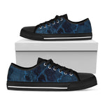Dark Blue Marble Print Black Low Top Sneakers