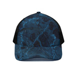 Dark Blue Marble Print Black Mesh Trucker Cap