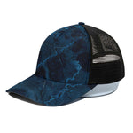 Dark Blue Marble Print Black Mesh Trucker Cap