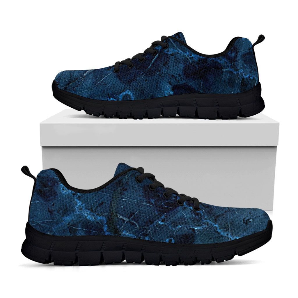 Dark Blue Marble Print Black Running Shoes
