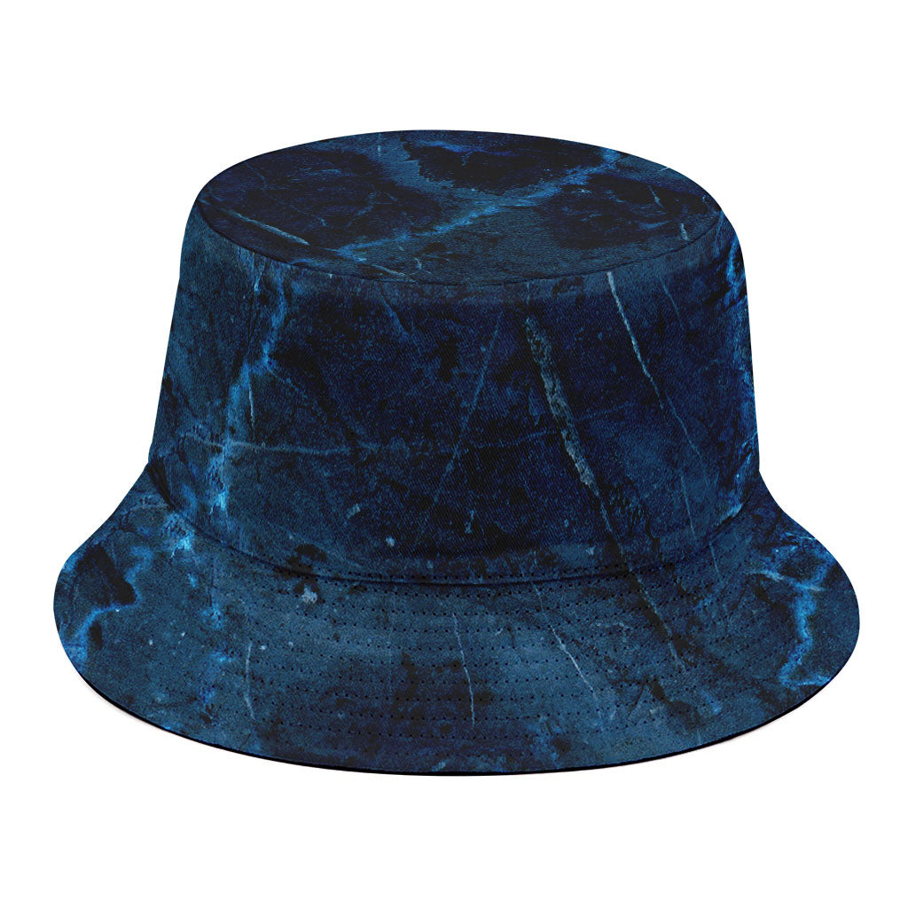 Dark Blue Marble Print Bucket Hat