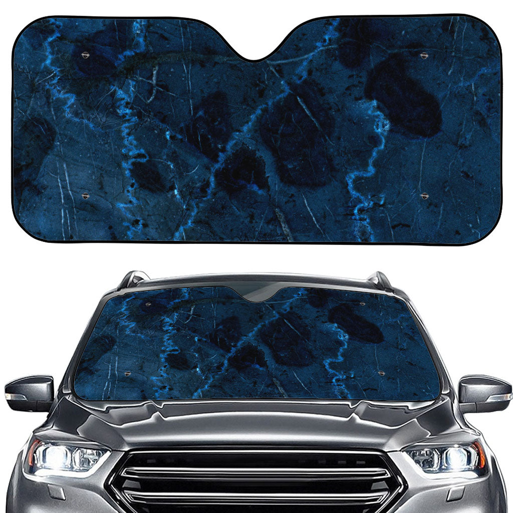 Dark Blue Marble Print Car Windshield Sun Shade