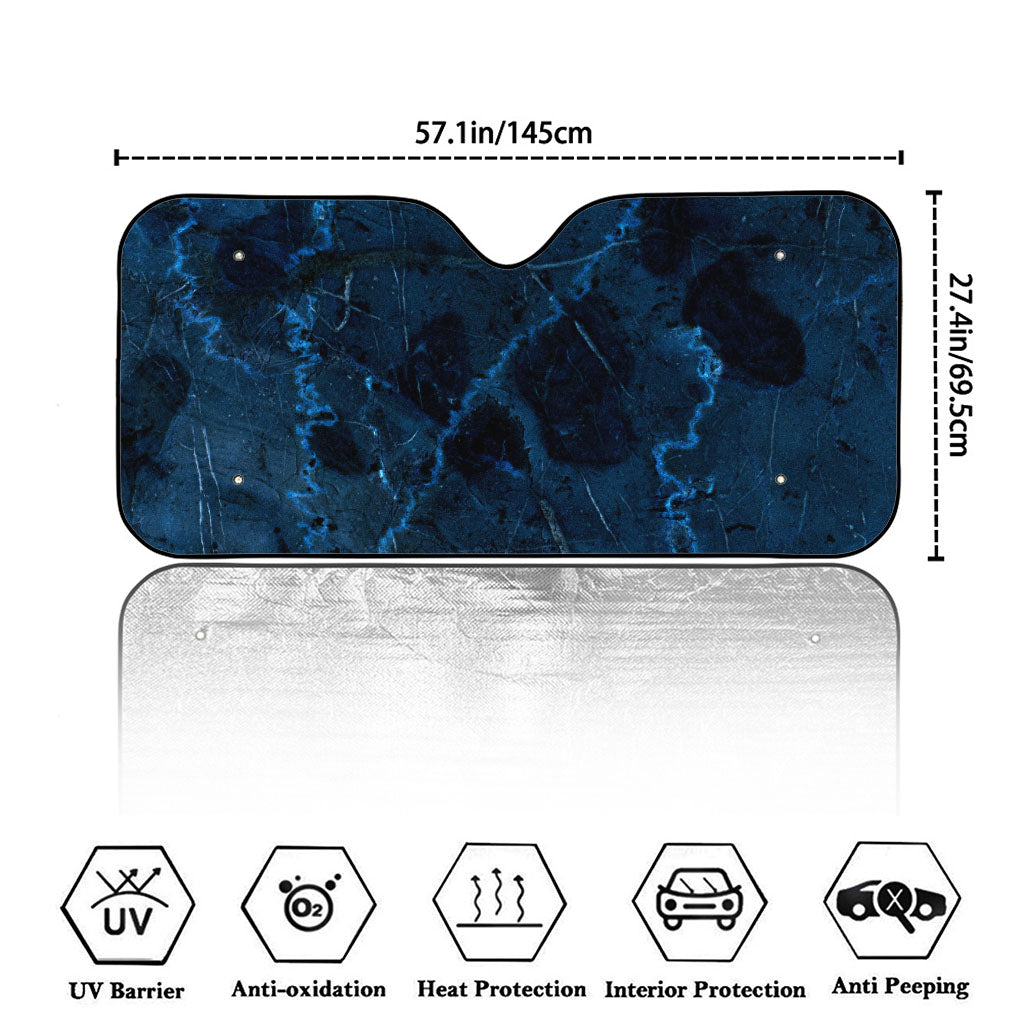 Dark Blue Marble Print Car Windshield Sun Shade