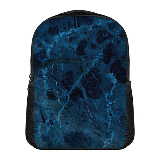 Dark Blue Marble Print Casual Backpack