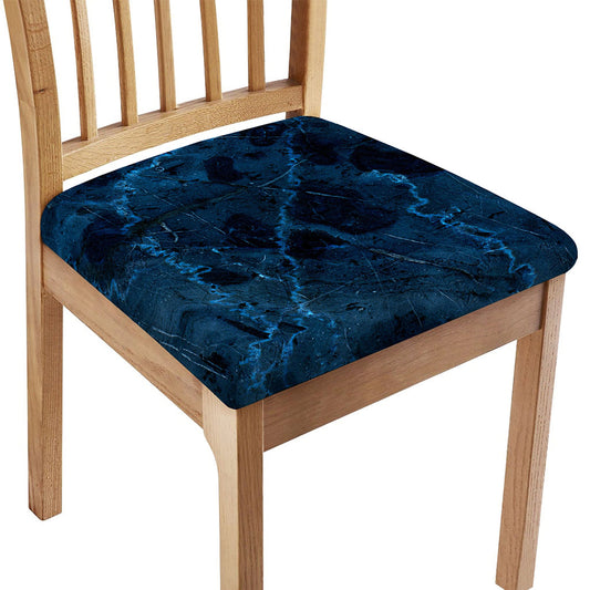 Dark Blue Marble Print Chair Cushion Cover