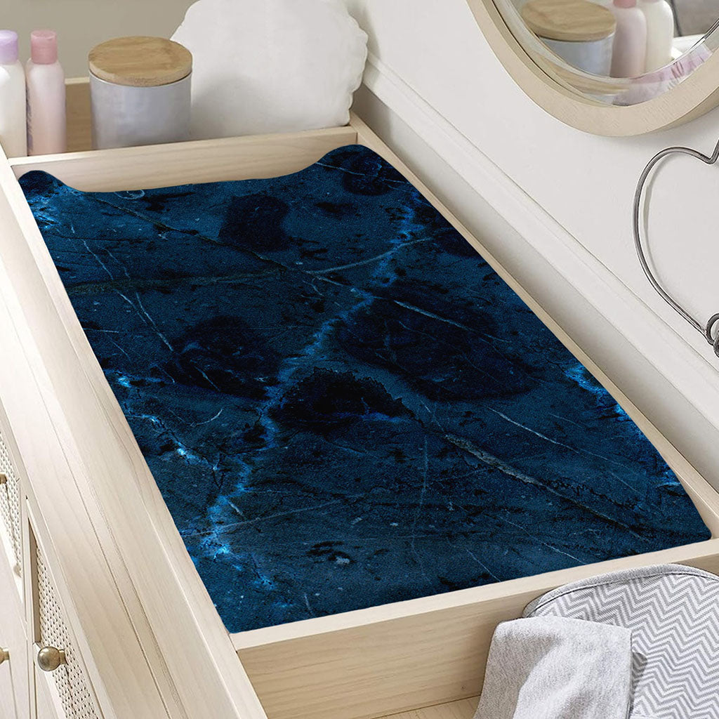 Dark Blue Marble Print Changing Pad Cover