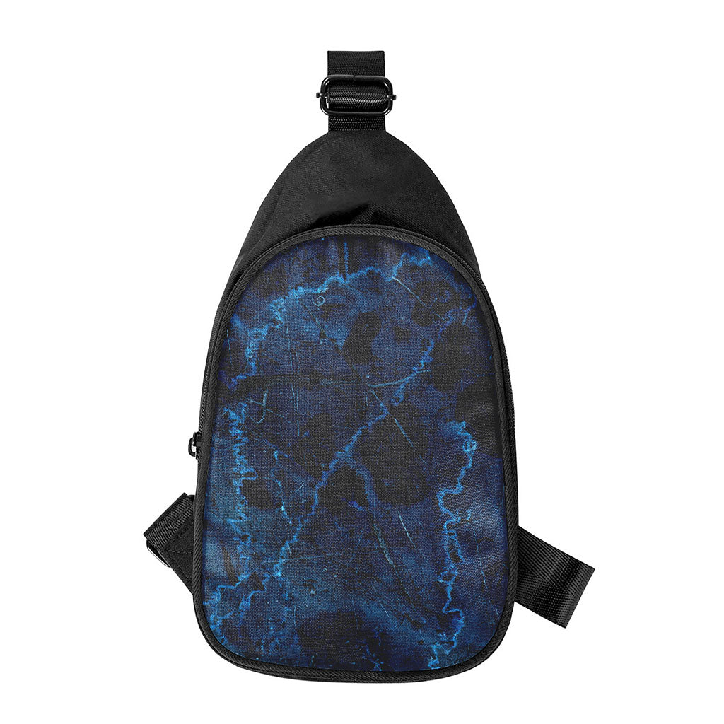 Dark Blue Marble Print Chest Bag