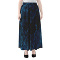 Dark Blue Marble Print Chiffon Maxi Skirt