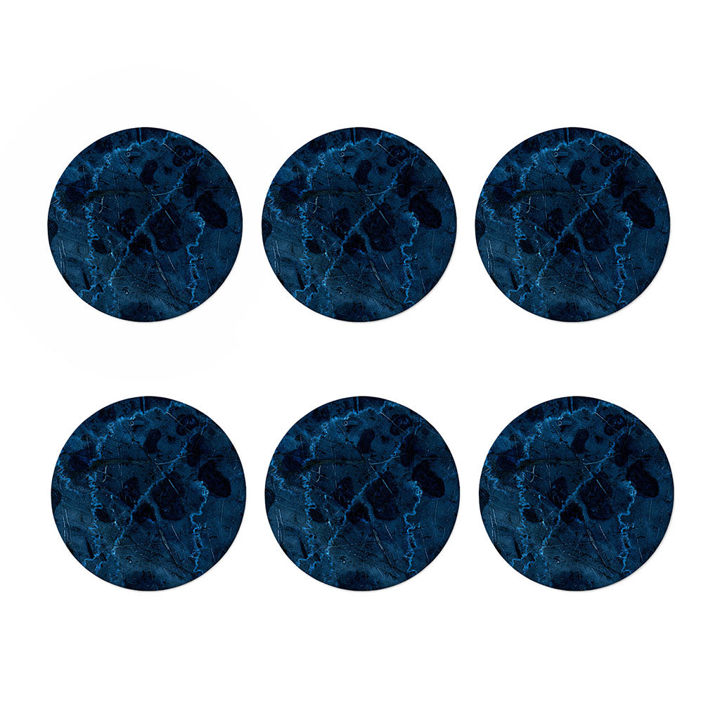 Dark Blue Marble Print Coaster Set