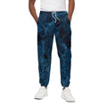 Dark Blue Marble Print Cotton Sweatpants