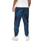 Dark Blue Marble Print Cotton Pants