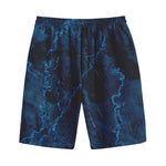 Dark Blue Marble Print Cotton Shorts