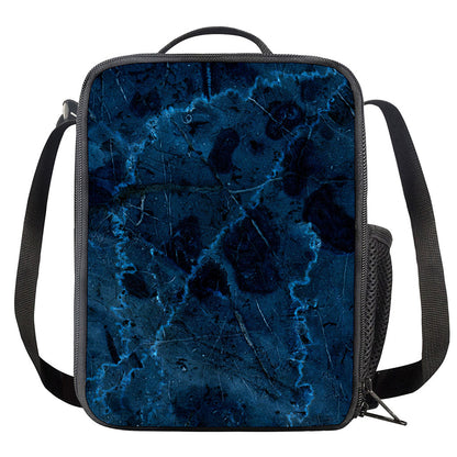 Dark Blue Marble Print Crossbody Lunch Bag