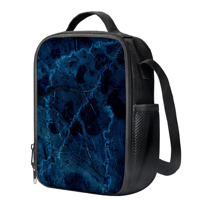 Dark Blue Marble Print Crossbody Lunch Bag