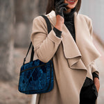 Dark Blue Marble Print Double Strap Bible Bag