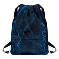 Dark Blue Marble Print Drawstring Backpack