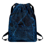 Dark Blue Marble Print Drawstring Backpack