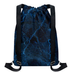 Dark Blue Marble Print Drawstring Backpack