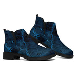 Dark Blue Marble Print Flat Ankle Boots