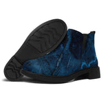Dark Blue Marble Print Flat Ankle Boots