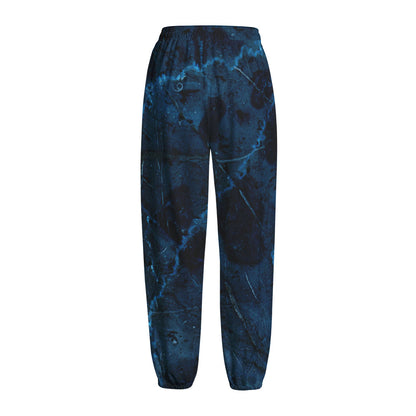 Dark Blue Marble Print Fleece Lined Knit Pants