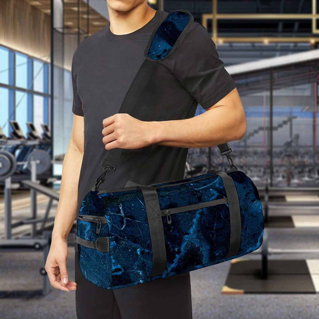 Dark Blue Marble Print Gym Bag
