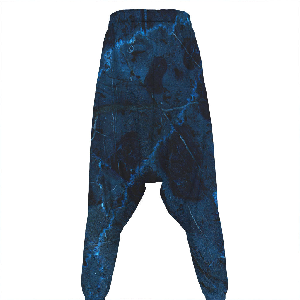 Dark Blue Marble Print Hammer Pants