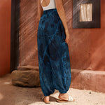 Dark Blue Marble Print Harem Pants