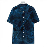Dark Blue Marble Print Hawaiian Shirt