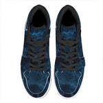 Dark Blue Marble Print High Top Leather Sneakers