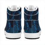 Dark Blue Marble Print High Top Leather Sneakers