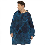 Dark Blue Marble Print Hoodie Blanket