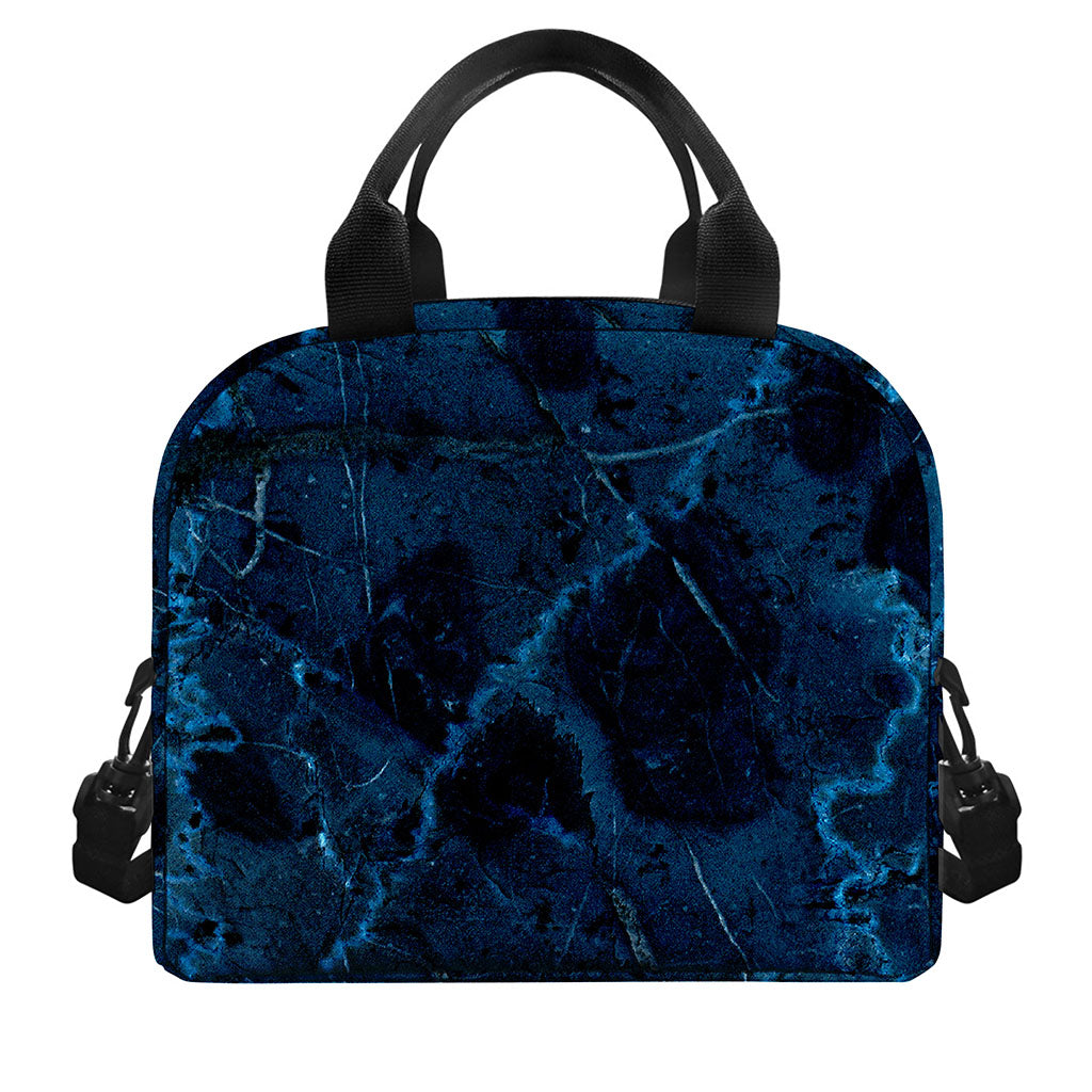 Dark Blue Marble Print Insulated Lunch Bag
