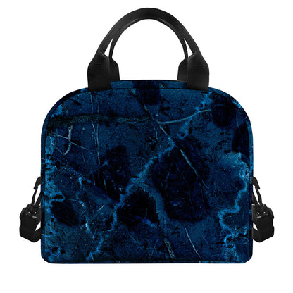 Dark Blue Marble Print Insulated Lunch Bag