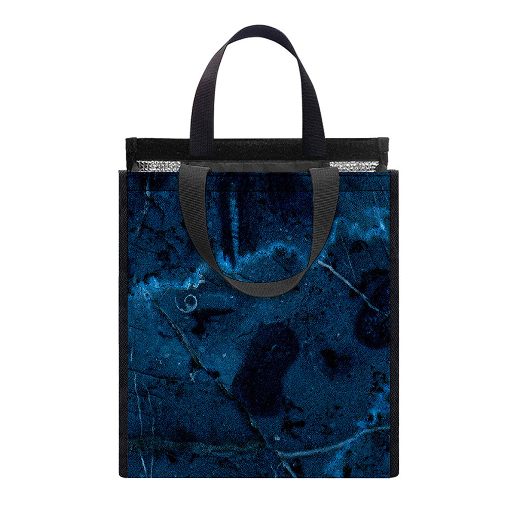 Dark Blue Marble Print Insulated Lunch Tote