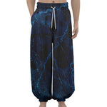 Dark Blue Marble Print Lantern Pants