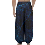 Dark Blue Marble Print Lantern Pants