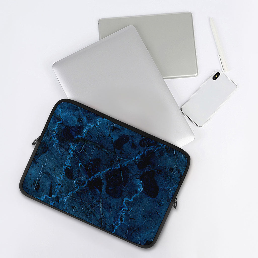Dark Blue Marble Print Laptop Sleeve