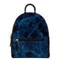 Dark Blue Marble Print Leather Backpack