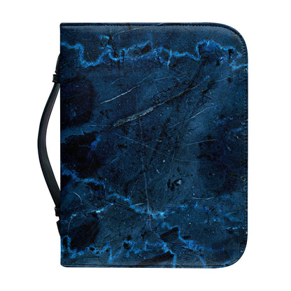 Dark Blue Marble Print Leather Bible Cover