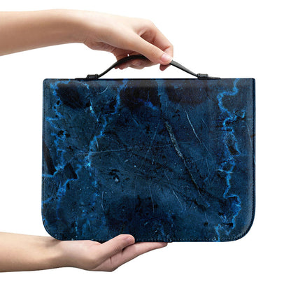 Dark Blue Marble Print Leather Bible Cover