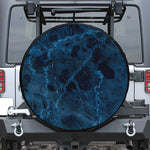 Dark Blue Marble Print Leather Spare Tire Cover
