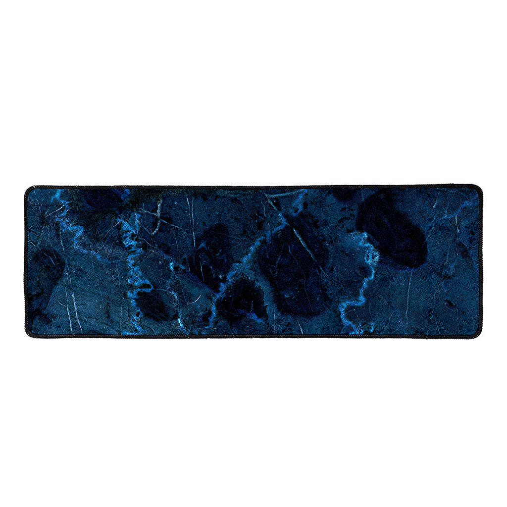 Dark Blue Marble Print Long Kitchen Mat