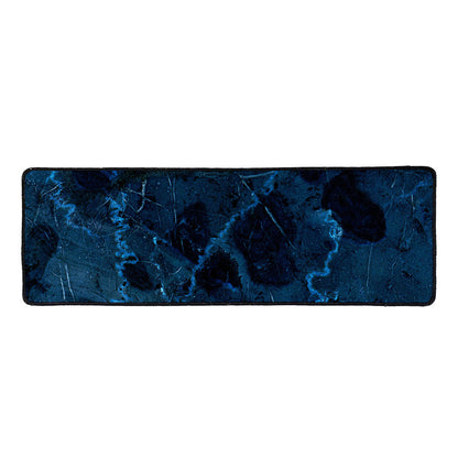 Dark Blue Marble Print Long Kitchen Mat