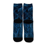 Dark Blue Marble Print Long Socks