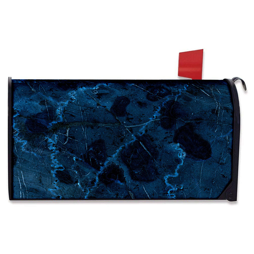 Dark Blue Marble Print Mailbox Cover