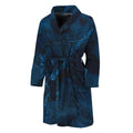Dark Blue Marble Print Men's Bathrobe