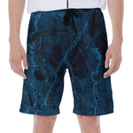 Dark Blue Marble Print Men's Beach Shorts