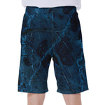 Dark Blue Marble Print Men's Beach Shorts