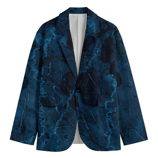 Dark Blue Marble Print Men's Blazer